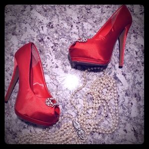 Red Rhinestone Heels